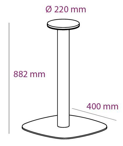 Schéma de «  Pied Geny Arrondi Graphite 882 mm  »
