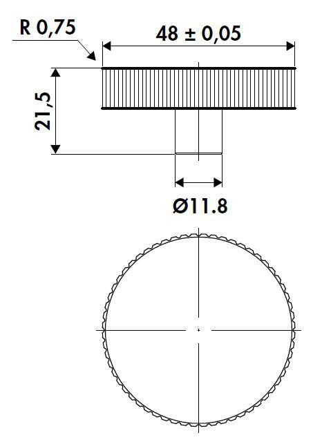 Schéma de «  Manette ronde cannelée inox  »