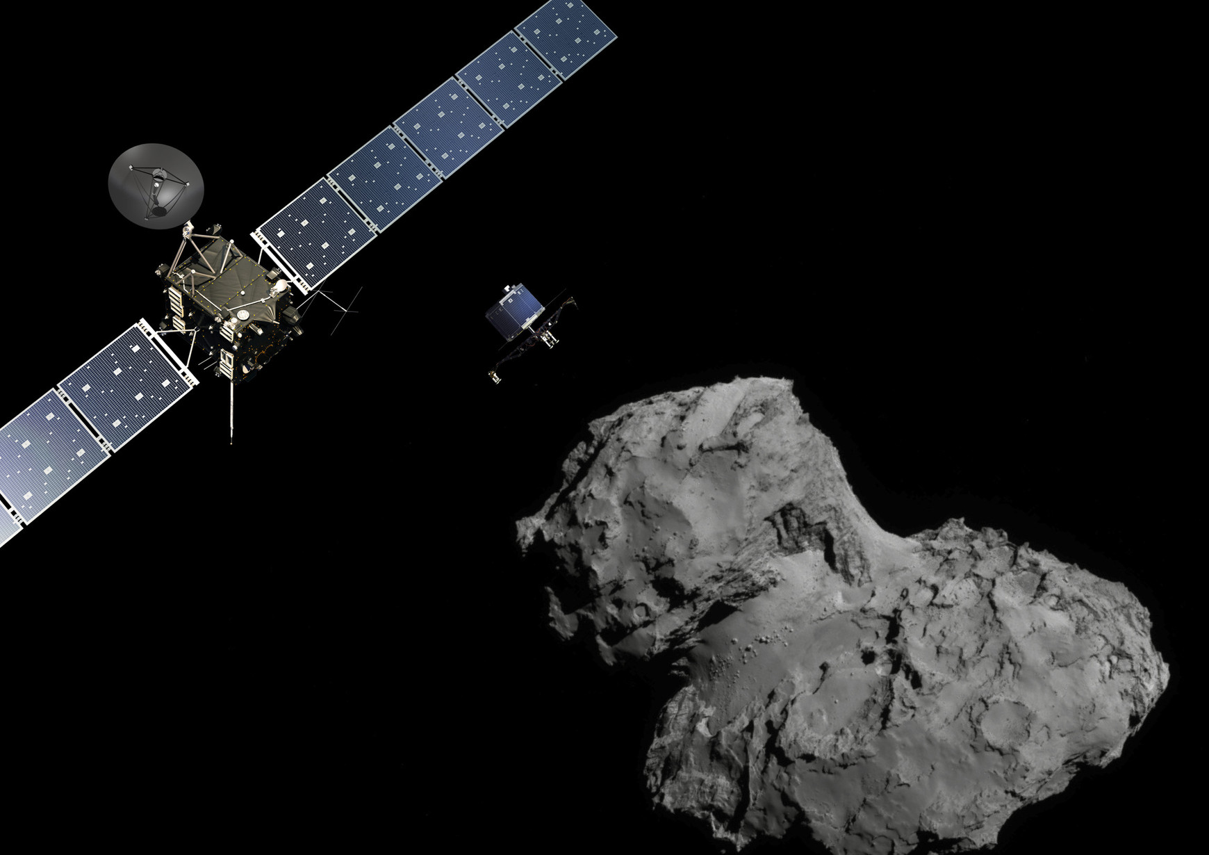 © ESA/ATG medialab; Comet image: ESA/Rosetta/Navcam Le Projet Rosetta-Philae