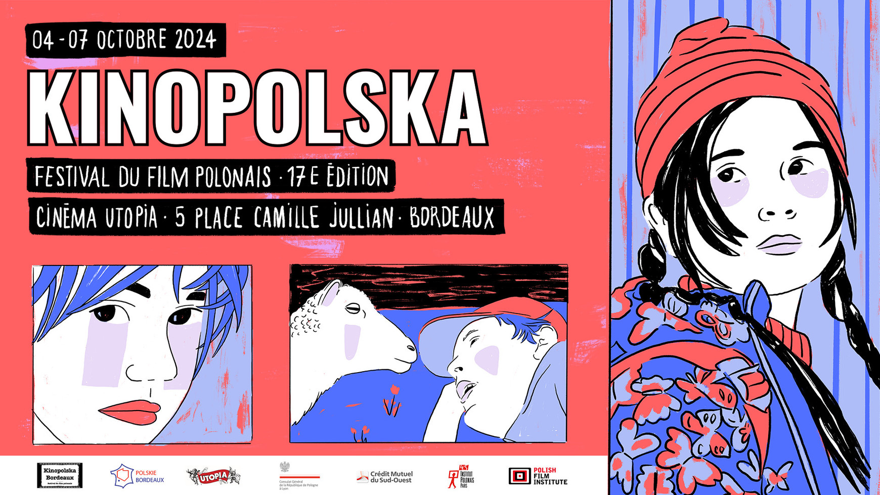 Affiche de la 17ème édition du festival Kinopolska. Kinopolska : le festival du film polonais à Bordeaux