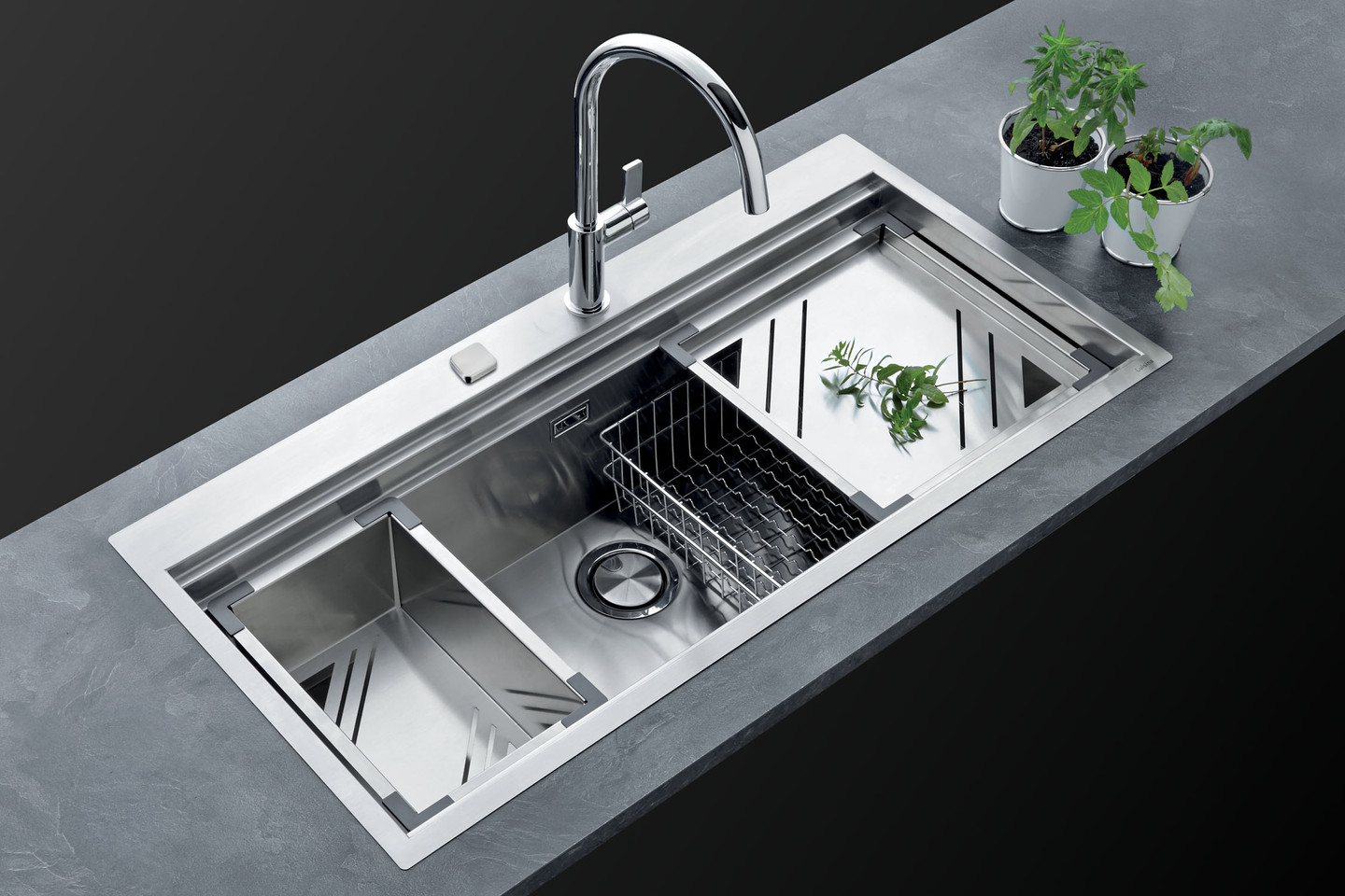 LUISINA - CUVE SOUS PLAN VIBRATO 1 BAC 670x450 INOX LISSE V10