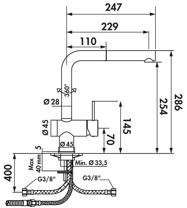 Mitigeur de lavabo électronique à cellule photoélectrique à hauteur étendue  avec alimentation 230V Idral 02504/1R
