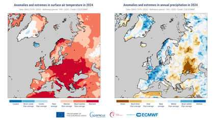 L’année 2024, un record de chaleur pour l'Europe, avec d'importants contrastes Est/Ouest
