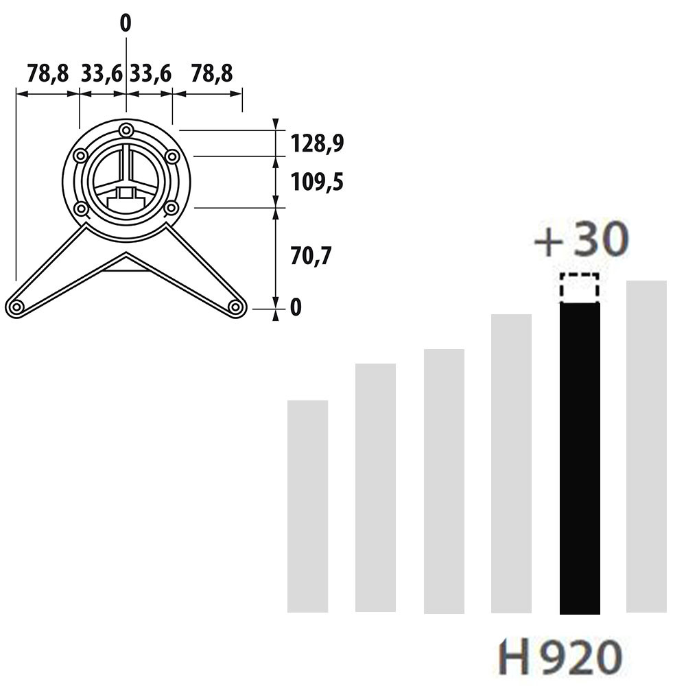 Schéma de «  Pied rond basique Chromé 920 mm  »