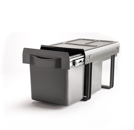 POUBELLE 2X16L MEZZO GRISE