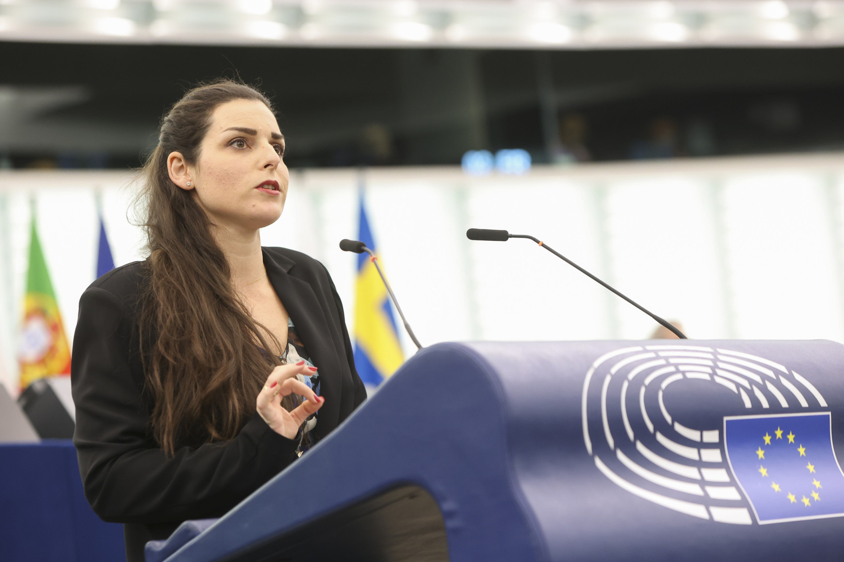© Parlement européen. Marina Mesure au Parlement européen, Strasbourg, novembre 2024. Le Parlement européen adopte un rapport à la quasi-unanimité sur la géothermie, entretien avec Marina Mesure