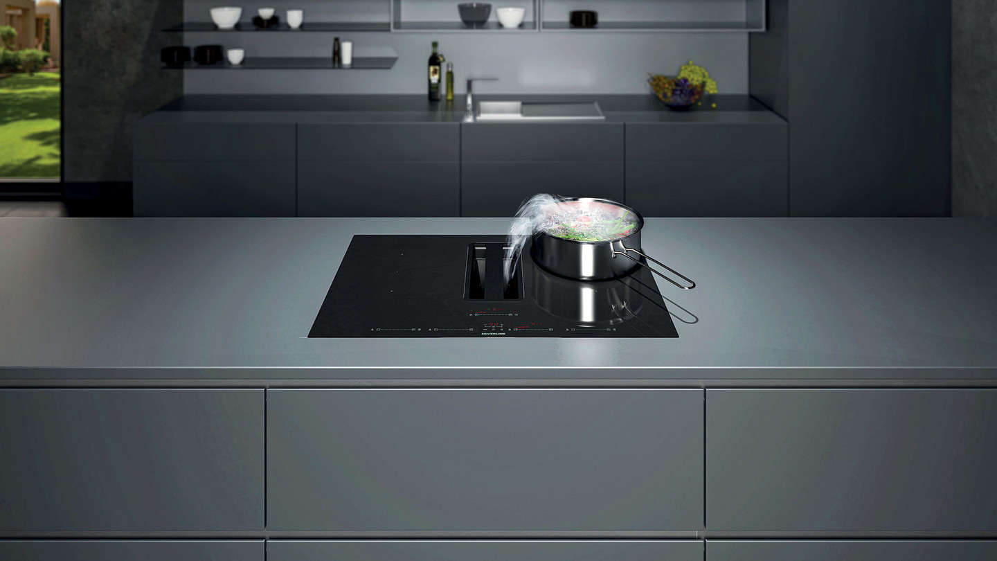 Plaque de cuisson avec hotte intégrée Silverline FLOW MAX PRO 78cm noir et  inox - Recyclage