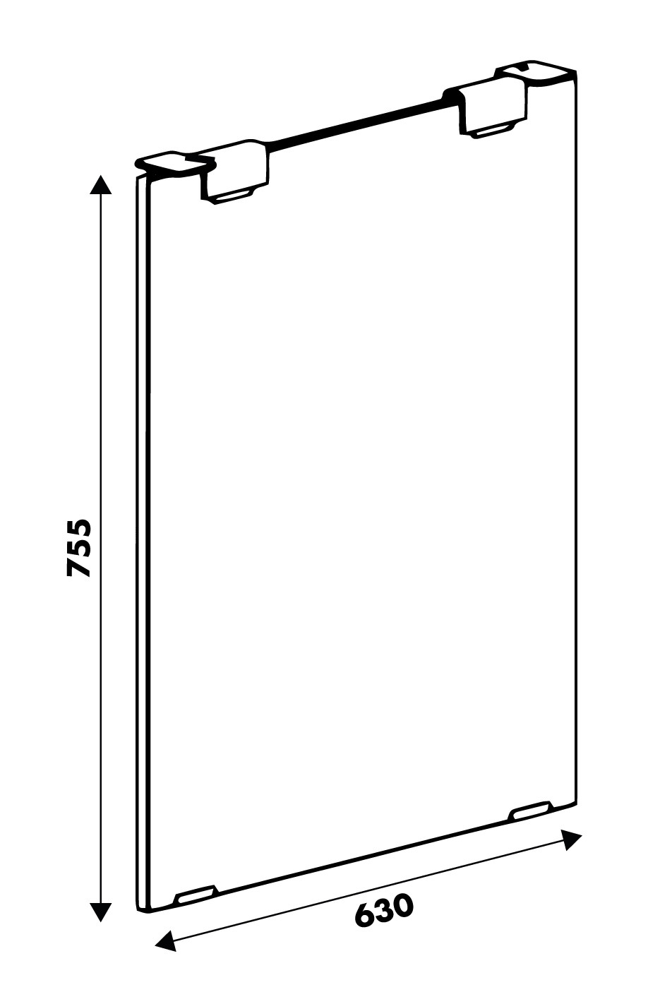 Schéma de «  Pied Colas verre hauteur table 755 mm  »