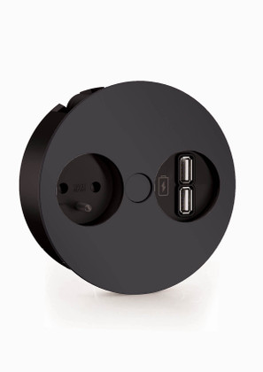 DOUBLE PRISE 1PR+2USB MAT RAL 9005