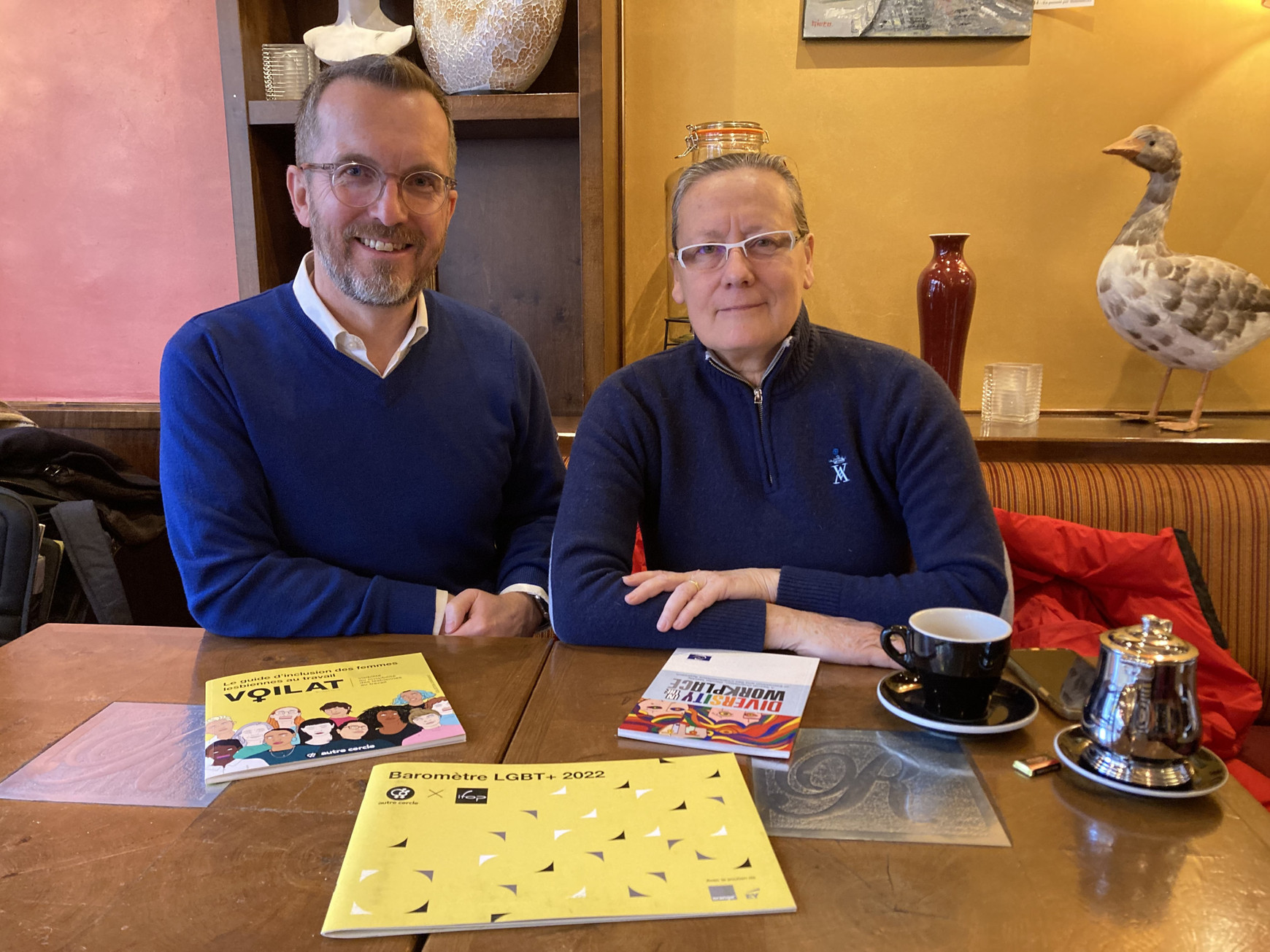 Catherine Tripon, porte-parole, et Christophe Margaine, porte-parole international de l'association. © Lou Surrans L'Autre Cercle : pionnière dans la défense des droits LGBT+ au travail