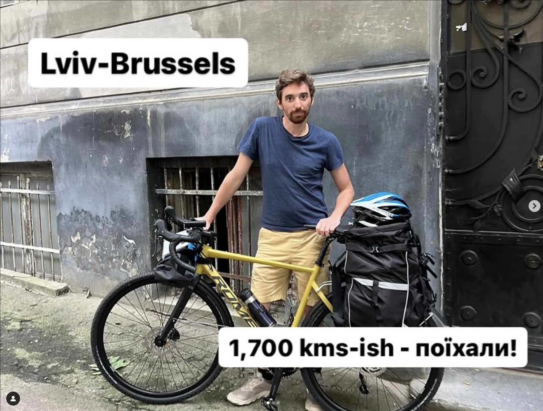 Instagram - @ Sebastien Gobert De Lviv (Ukraine) à Bruxelles à vélo pour collecter des fonds