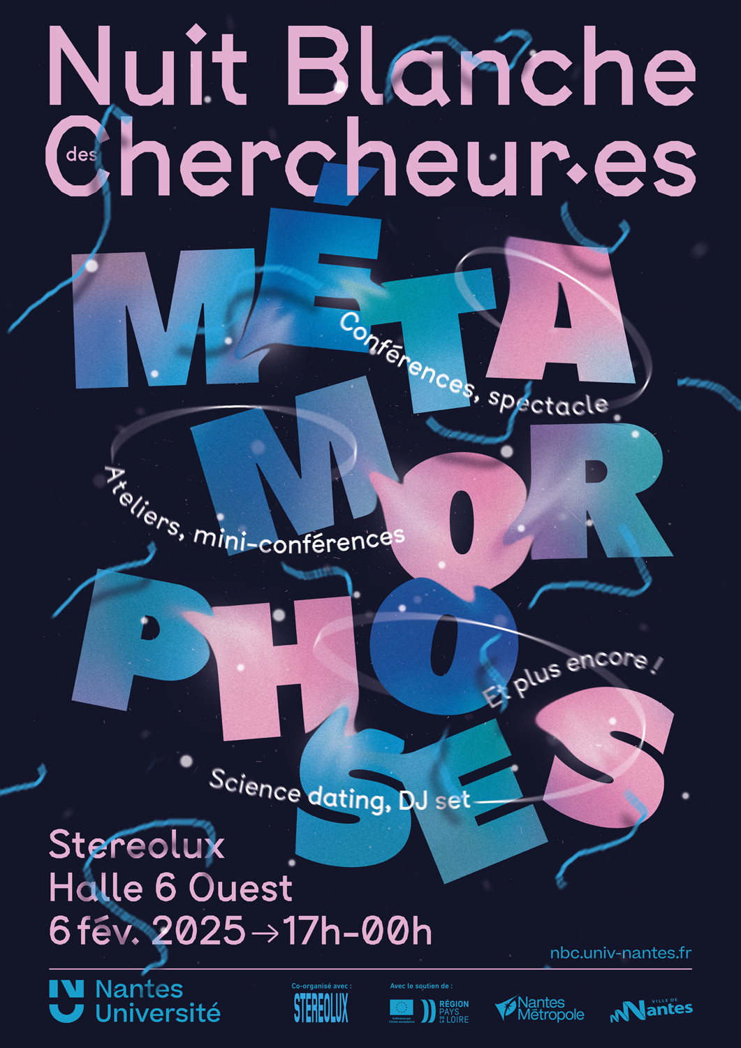 © Clack - Affiche de l'événement Nuit Blanche des Chercheur·es : le 6 février à Nantes