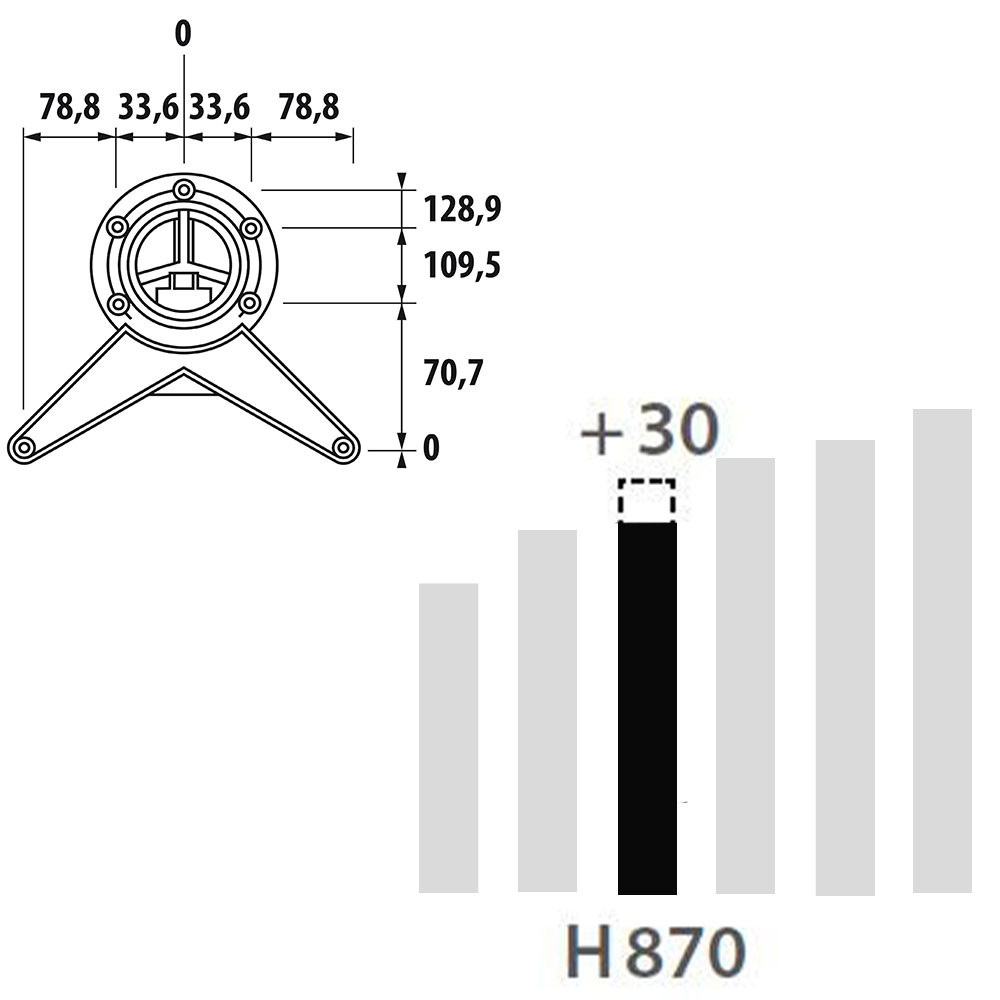 Schéma de «  Pied rond basique Noir mat 870 mm  »
